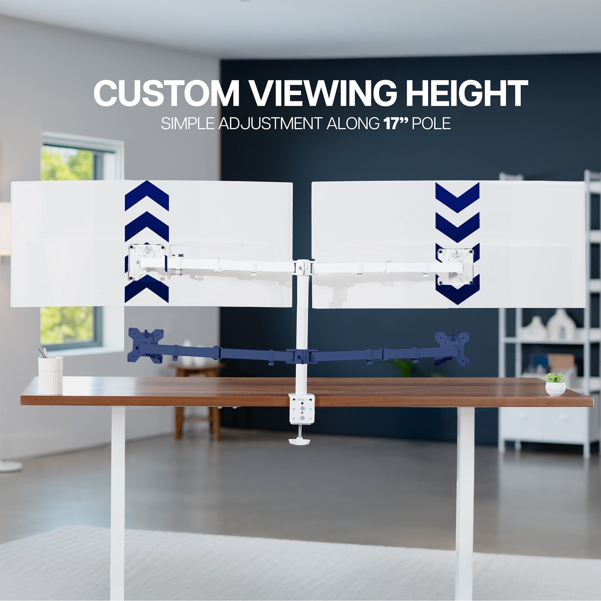 VIVO White Dual Monitor Adjustable Desk Mount, Fits Ultrawide Screens up to 38"