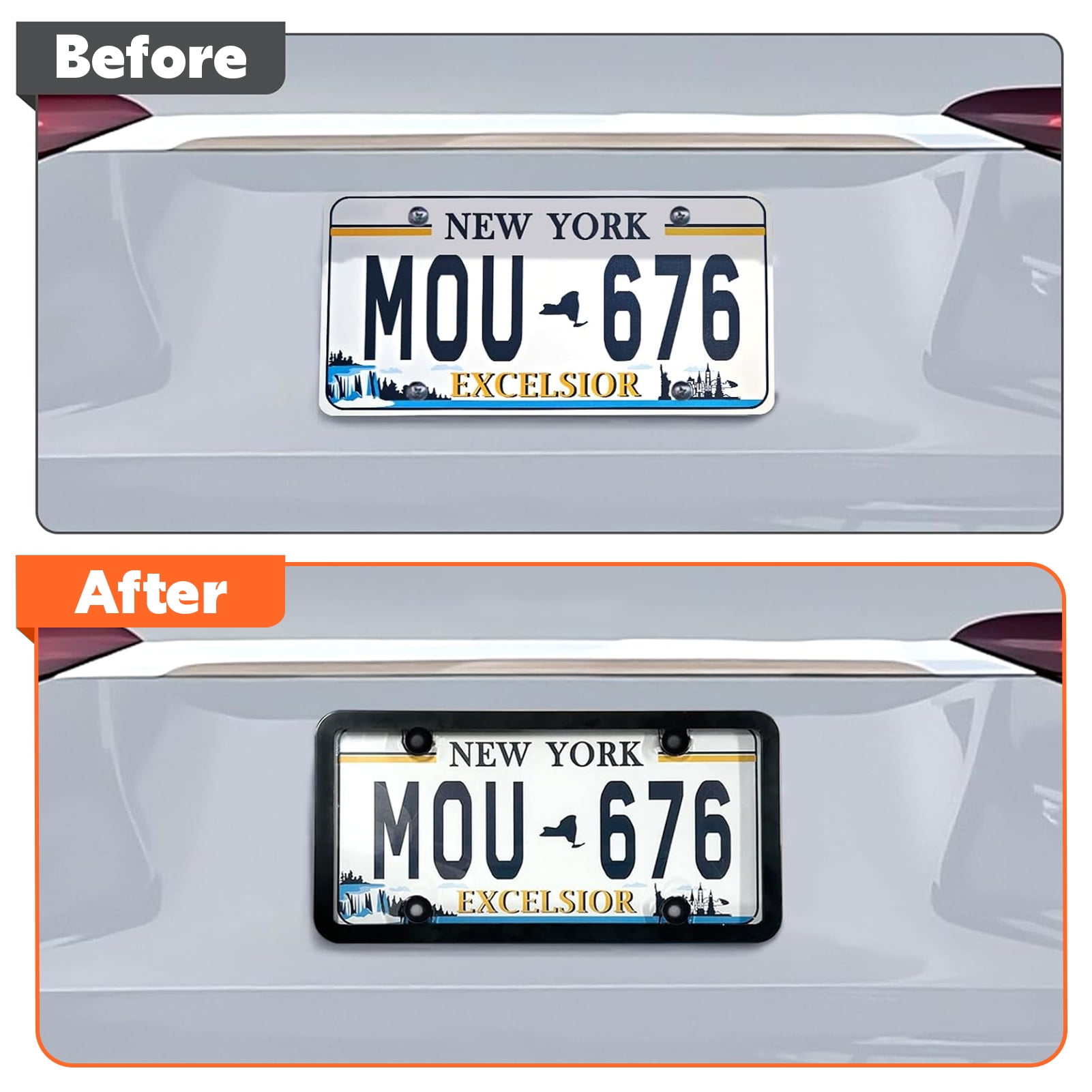 Amaopus 2 Pcs Clear License Plate Covers and Frames, Car License Plates Shields Holder Fits Any Standard US Plates with Screws Caps, Rust-Proof Clear Holder, Universal Car Accessories (Transparent)