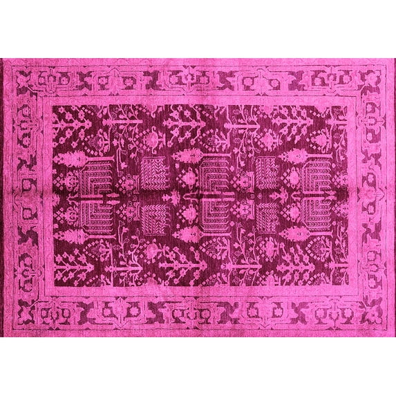 Ahgly Company Indoor Rectangle Oriental Pink Industrial Area Rugs, 5' x 8'