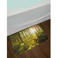thumbnail image 2 of Forest Bath Mat, Trees Sun Rays in Woods Foliage Greenery Scenic Outdoors Tranquil Untouched, Non-Slip Plush Mat Bathroom Kitchen Laundry Room Decor, 29.5 X 17.5 Inches, Green Yellow Brown, Ambesonne, 2 of 2