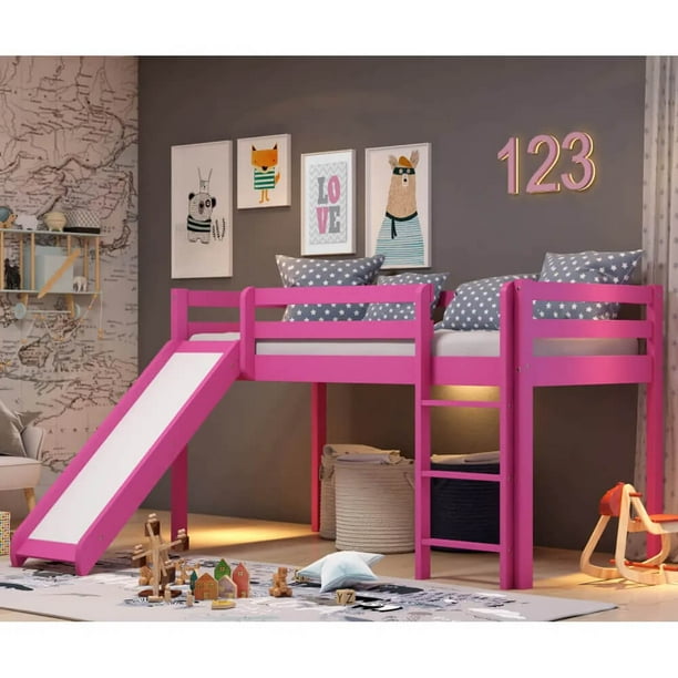 Cama con Resbaladilla rosa House Muebles Infantiles
