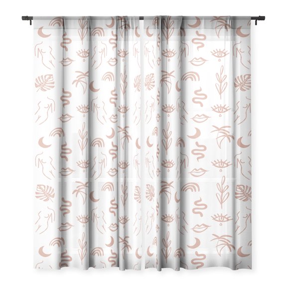 Society6 Emanuela Carratoni Line Art Single Panel Sheer Window Curtain 50" x 84"
