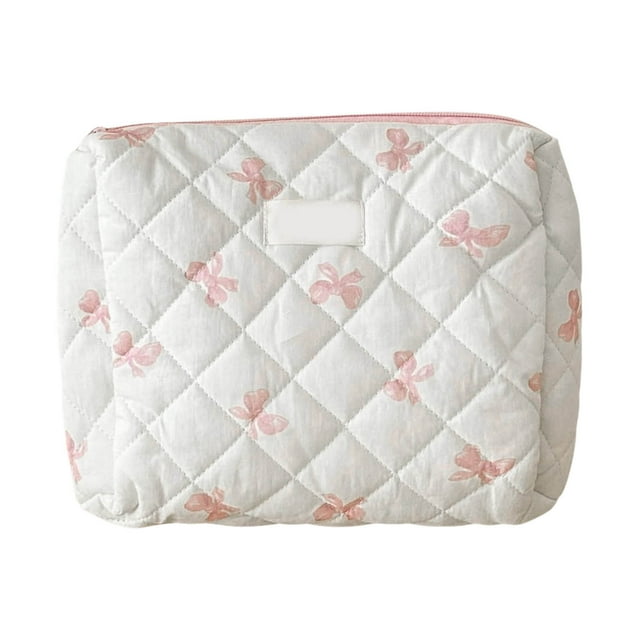 Cosmetic Bag Makeover Organizer for Women – Quilted Travel Pouch with Floral Design Large Toiletry Bag Everyday Cosmetic Storage