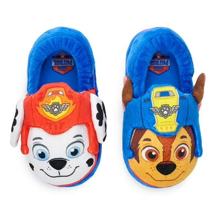 Paw Patrol Chase & Marshall Toddler Boys Slippers, Large (9-10 ...