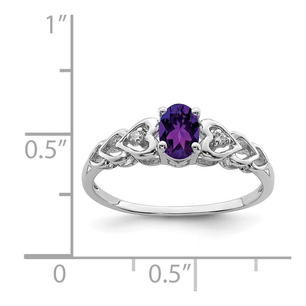 Auriga 925 Sterling Silver Amethyst and Diamond Solitaire Engagement Ring Size 7 for Women