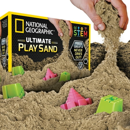 (2 pack) National Geographic Play Sand - 6 lbs of Sand with Castle Molds (Natural Sand color) - A Fun Sensory Sand Activity