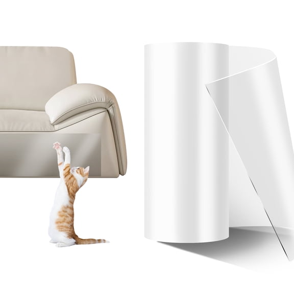 7.8" x 118" Clear Cat Scratch Furniture Protector, Single-Sided Adhesive Cat Proof Couch Cover, Plastic Pet Tape for Scratching Door Couch Wall Sofa Carpet Window Corner