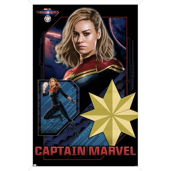 Marvel The Marvels - Captain Marvel Wall Poster, 14.725" x 22.375" Framed