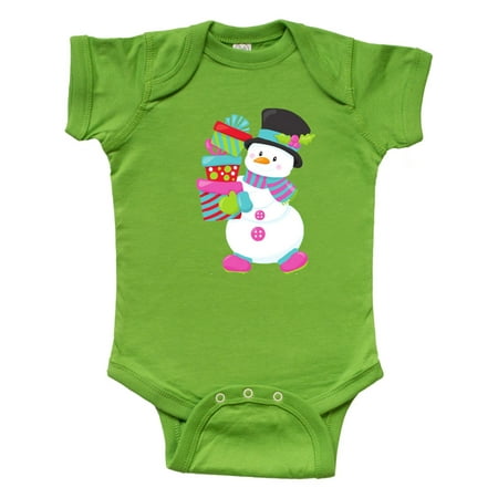 

Inktastic Snowman With Presents Carrot Nose White Snowman Gift Baby Boy or Baby Girl Bodysuit