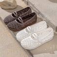 thumbnail image 3 of BRICH Mary Jane Flats for Women Perforated Round Toe Ballet Flats Comfortable Ballerina Shoes Coffee 7, 3 of 6