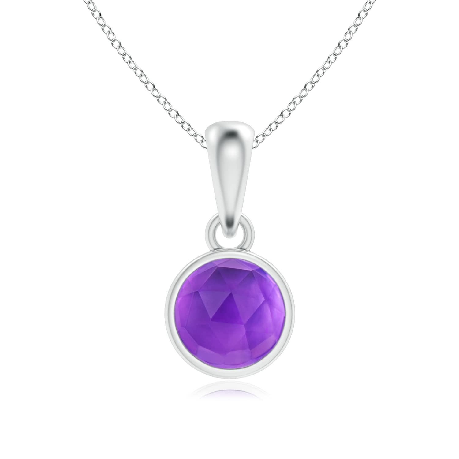 February Birthstone Pendant Necklaces Bezel Set Amethyst Solitaire Dangle Pendant in 14K Rose Gold (5mm Amethyst)... by Angara.com
