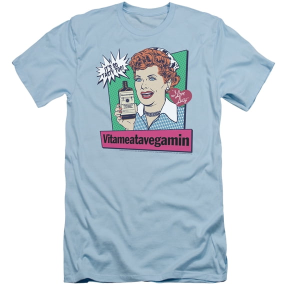 I Love Lucy Vita Comic S/S Adult 30/1 T-Shirt Light Blue