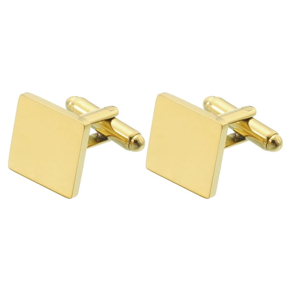 2Pack 15mm Cufflinks for Men, Stainless Steel Square Shirt Cuff Links, Golden