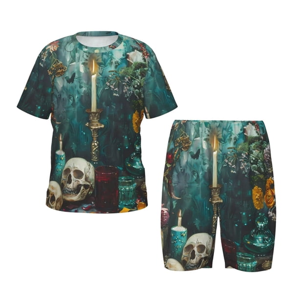 Balery Baroque Floral Still Life Conjunto de Pijama Infantil de Manga Corta con Estampado – Ropa de Dormir de Algodón Suave-4X-Large