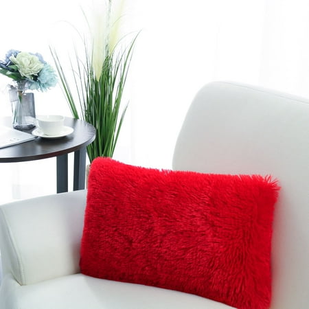 Piccocasa Faux Fur Fluffy Sofa Cushion Throw Pillow Cover 12 X20