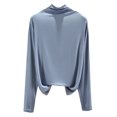 thumbnail image 1 of Camisa de manga larga para mujer, cómoda, elástica, con cuello de capucha, color sólido, camisa bási Abanopi Aqua/Medio, 1 of 7