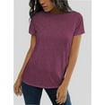 thumbnail image 5 of Womens Summer Casual Short Sleeve Tunics Tops Crew Neck Blouses Dressy Basic Shirts, 5 of 6