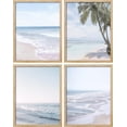 thumbnail image 3 of PixonSign Framed White Pastel Tropical Island Ocean Beach Shore Wall Art, Set of 4 Seaside Landscape Wall Decor Prints, Nature Wilderness Wall Décor Modern for Living Room, Bedroom - 12"x16" Natural, 3 of 5