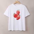 thumbnail image 5 of Womens Strawberry Tee Short Sleeve Floral Print Soft Breathable Casual Blouse White L, 5 of 6
