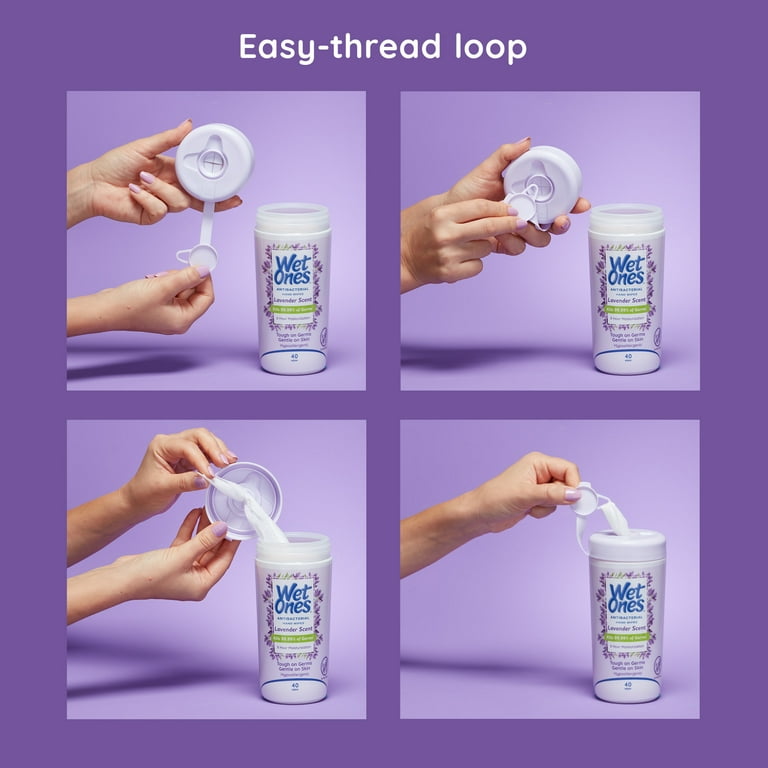 Wet Ones Antibacterial Lavender Scent Hand Wipes Canister 40 Ct