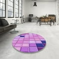 thumbnail image 4 of Ahgly Tapis d'Intérieur Lavable en Machine Carré Violet Transitionnel, 3 Pieds Carré, 4 of 7