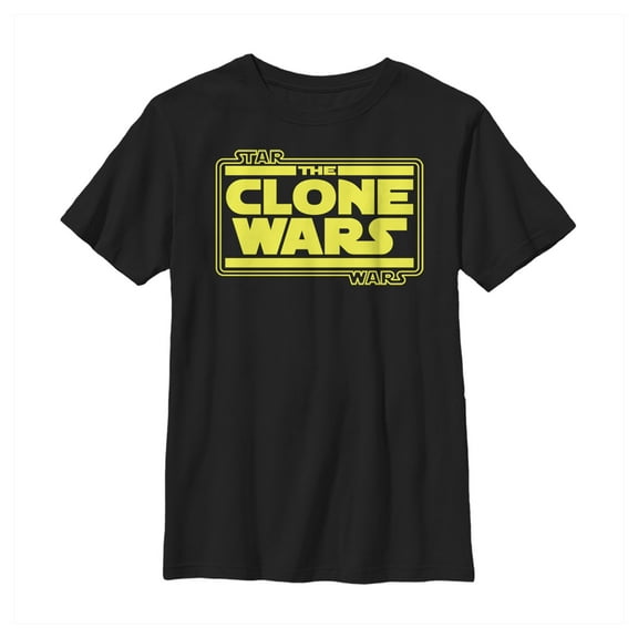Boy's Star Wars: The Clone Wars Classic Logo  Graphic Tee Black Small