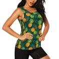 thumbnail image 2 of Balery Pineapples with Palm Leaves Camiseta sin mangas estampada ligera para mujer, tops de entrenamiento sin mangas, camisetas de yoga transpirables de secado rápido.-Medium, 2 of 7