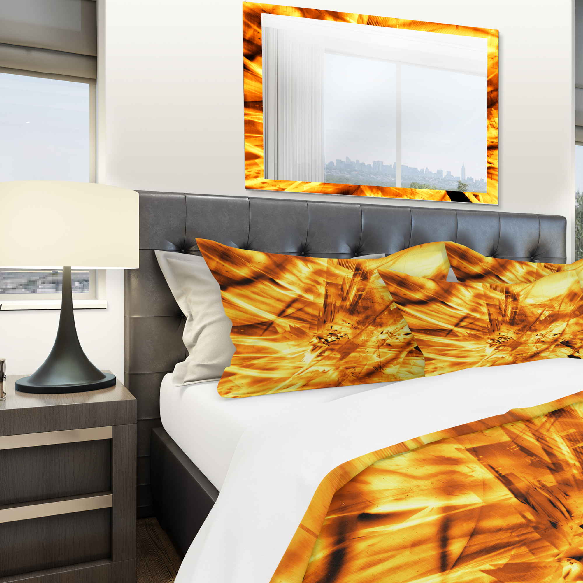 Designart 'Yellow Sandstorm' Modern & Contemporary Duvet Cover Set