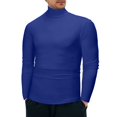 thumbnail image 3 of Krdevn Mens Shirts - Male Winter Warm High Collar Thermal Underwear Men Basic Plain T Shirt Blouse Pullover Long Sleeve Top,Mens Fall Shirts,Color:Blue,Size:L, 3 of 6