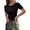 Black, variant on Women Summer Crew Neck Short Sleeve Tops Ribbed Knit Slim Fit Fashion Basic Tee Shirts Casual Going Out Top