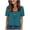 Sky Blue, variant on Hrsba Trendy Tops Printed Crew Neck Short Sleeve Faux Two Piece Fashion Casual Top for Women