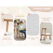 Guyou Solid Wooden Toddler Chair Ages 1-6, Boys Girls Kids Preschool Chair, Comfy Upholstered Kid Reading Chair, Sherpa Kids Desk Chair for Playroom Kindergarten Preschool Bedroom, White