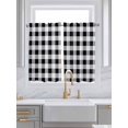 thumbnail image 2 of Kitchen Curtains 45 Inches length, Vintage Farmhouse Window Treatment Curtain Drapes, Black and White Checkered Lightweight Window Panels for Living Room Bedroom, 52"x45", 2 Panels, 2 of 7