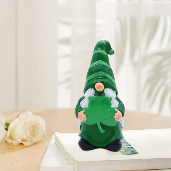 FYHALE St Patricks Day Gnomes Resin Decor Standing Figurine for Spring Irish Green Gnome Elf Scandinavian Nordic Elf Figurine Home Holiday Decorations Indoor Outdoor Home Garden Decor