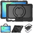 thumbnail image 3 of ELEHOLD Rugged Case for  Samsung Galaxy Tab S10 FEplus/FE+ 2025 Three-Layer Protection with Screen Protector Portable Folding Handle Grip 360° Rotating Kickstand Bracket Shockproof Cover,Black, 3 of 8