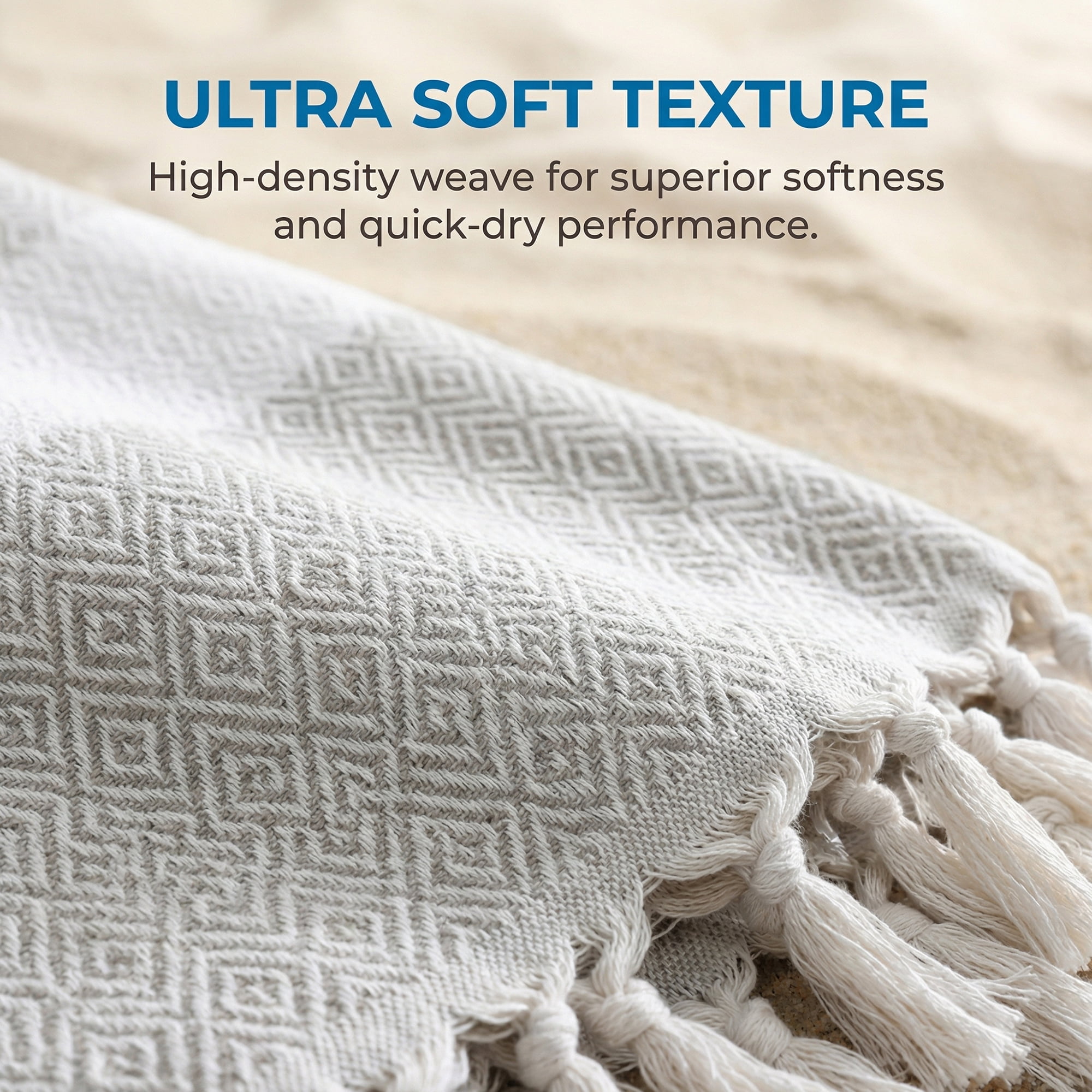 Unique Bargains Geometric Sandproof Quick Dry Turkish Towel Grey/Dark Green 71"x40"