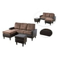 thumbnail image 5 of Small Convertible Sectional Sofa for Living Room Couch with Reversible Chaise & Ottoman, Chocolate, 5 of 5