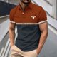 thumbnail image 1 of Blusa y camisa de manga corta con cuello vuelto para hombre, blusa de manga larga con solapa y botones estampados, blusa de poliéster para hombre, 1 of 5