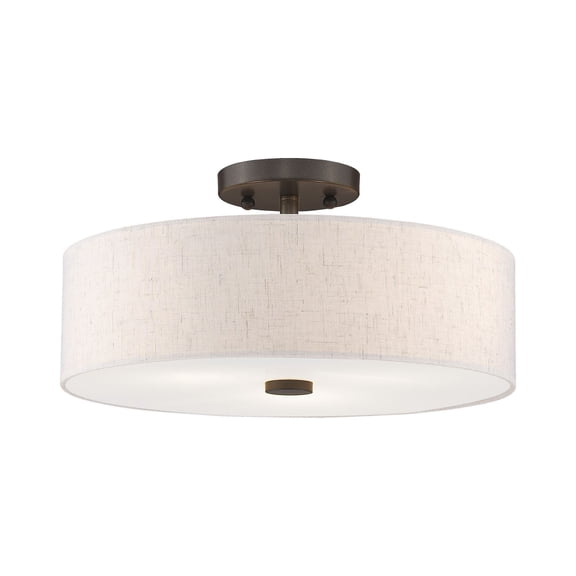 Livex Lighting Meridian 7.5" 3-Light Metal Ceiling Mount in English Bronze