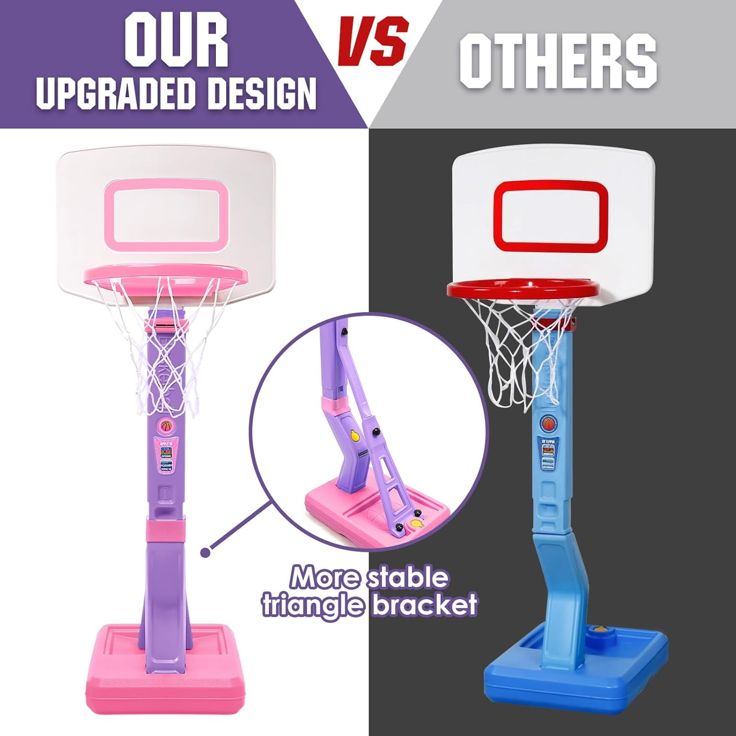 Toddler Basketball Hoop - Height Adjustable Kids Basketball Hoops for Indoor & Outdoor Play - Portable Mini Basketball Goal for Poolside- Game Sport Toys for Boys & Girls Age 1 2 3 4 5