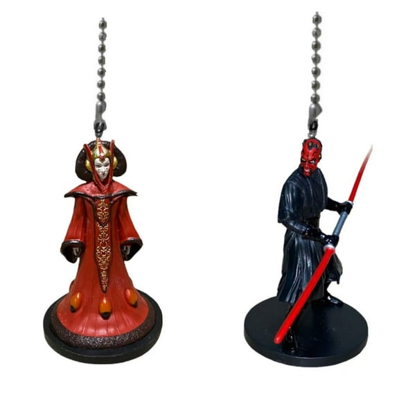 Padme & Darth Maul Star Wars Set Fan Lamp Light Pull Chain Figure Figurine Pvc New