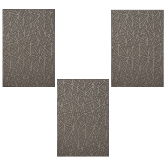 Furnish My Place Geometrical Pattern Indoor/Outdoor Refine Neutral Rug, Abstract Area Rug, Doorway Mat, Contemporary Rug for Living Room, Entryway, Made in USA, 2' x 4' Rectangle - Set of 3
