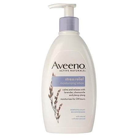 Aveeno Stress Relief Moisturizing Body Lotion with Lavender, Natural Oatmeal and Chamomile & Ylang-Ylang Essential Oils to Calm & Relax, 12 fl. oz