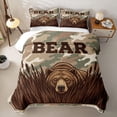 thumbnail image 2 of Castle Fairy Vintage Hunting Bear Bed Spread Queen for Teens,Camo Cattail Reed Queen Coverlet Set,Green Brown Beige, 2 of 7