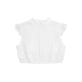 thumbnail image 4 of YunPes Girls Oktoberfest Dirndl Blouse White Lace Eyelet Ruffle Shoulder Crop Tops Mandarin Collar Lightweight Shirts Kids Tops, 4 of 5
