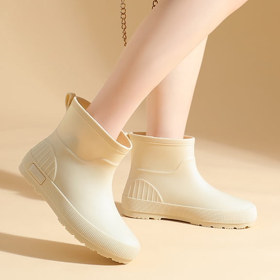 Taylonsss Women's Waterproof Rubber Rain Boots with Chunkys Heel for Fall and Winter Comfortable Height-Increasing Short Boots with Anti-Slip Sole for Outdoor Activities