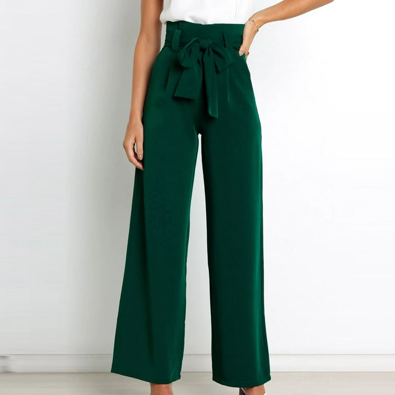 Women's High Waisted Suit Pants Tie Waisted Business Casual Wide