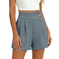 thumbnail image 4 of Endives Women's Shorts Summer Casual Elastic Waist Shorts Stylish with Button Decor Loose Lightweight Breathable Wide Leg Shorts, 4 of 6