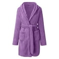 thumbnail image 6 of YanHoo Women Bathrobes Clearance Fuzzy Robe for Women Mid Length Belted Bathrobe Hooded Fleece Plush Kimono Bath Robe Winter Spa Robes with Pockets Walmart Prime Sale, 6 of 8