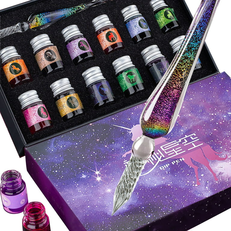 Glass Dip Pen and Ink Set, Glass Pen with Ink and Holder – Cave of